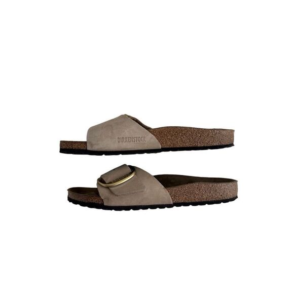 Birkenstock Womens Brown Suede Leather Open Toe Big Buckle Slide Sandals Size 41 - Picture 2 of 12